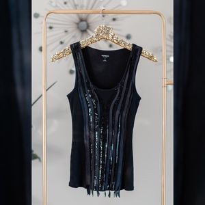 Express Black Sequin Ribbon Tank